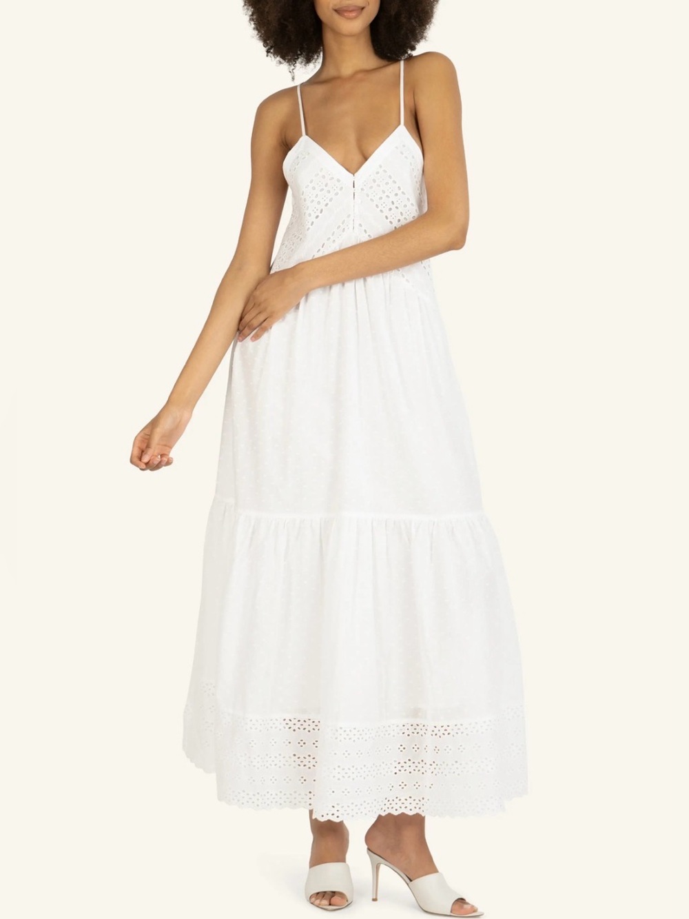 Super Natural by Secret Mission Daniella Eyelet Maxi Dress S White NWT $475